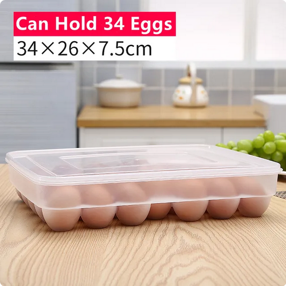 34 Grids Plastic Egg Storage Containers Box Refrigerator Organizer Drawer Egg Fresh-keeping Case Holder Tray Kitchen Accessories