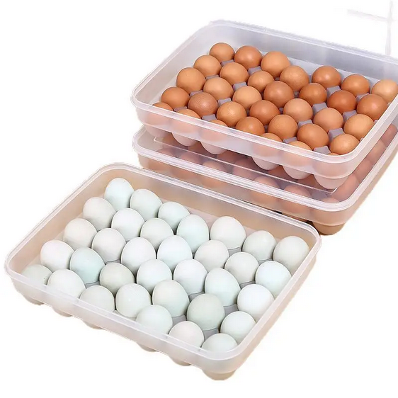 34 Grids Plastic Egg Storage Containers Box Refrigerator Organizer Drawer Egg Fresh-keeping Case Holder Tray Kitchen Accessories