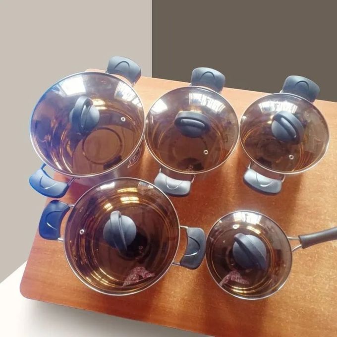 Jamespot 10PCS Cooking Pots Cookware Set 5pcs Pots+5pcs Lids