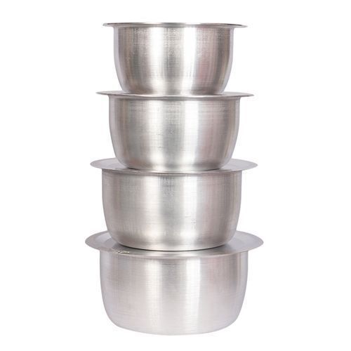 4Pcs Set Of Stainless Aluminum Sufuria WITH Lids (Goood Quality Middle Light Gauge)