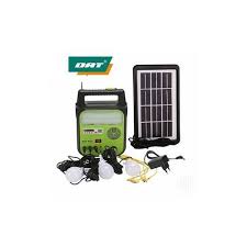 Portable solar system kit for households with a flood light and 3 bulbs