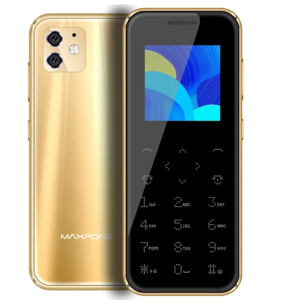 Super Mini Ultrathin Card Maxfone Max 8 Touch Button Mobile Phone 1.54" Dual SIM BT Dialer 0.3MP 1000MAH MP3 Torch FM CellPhone