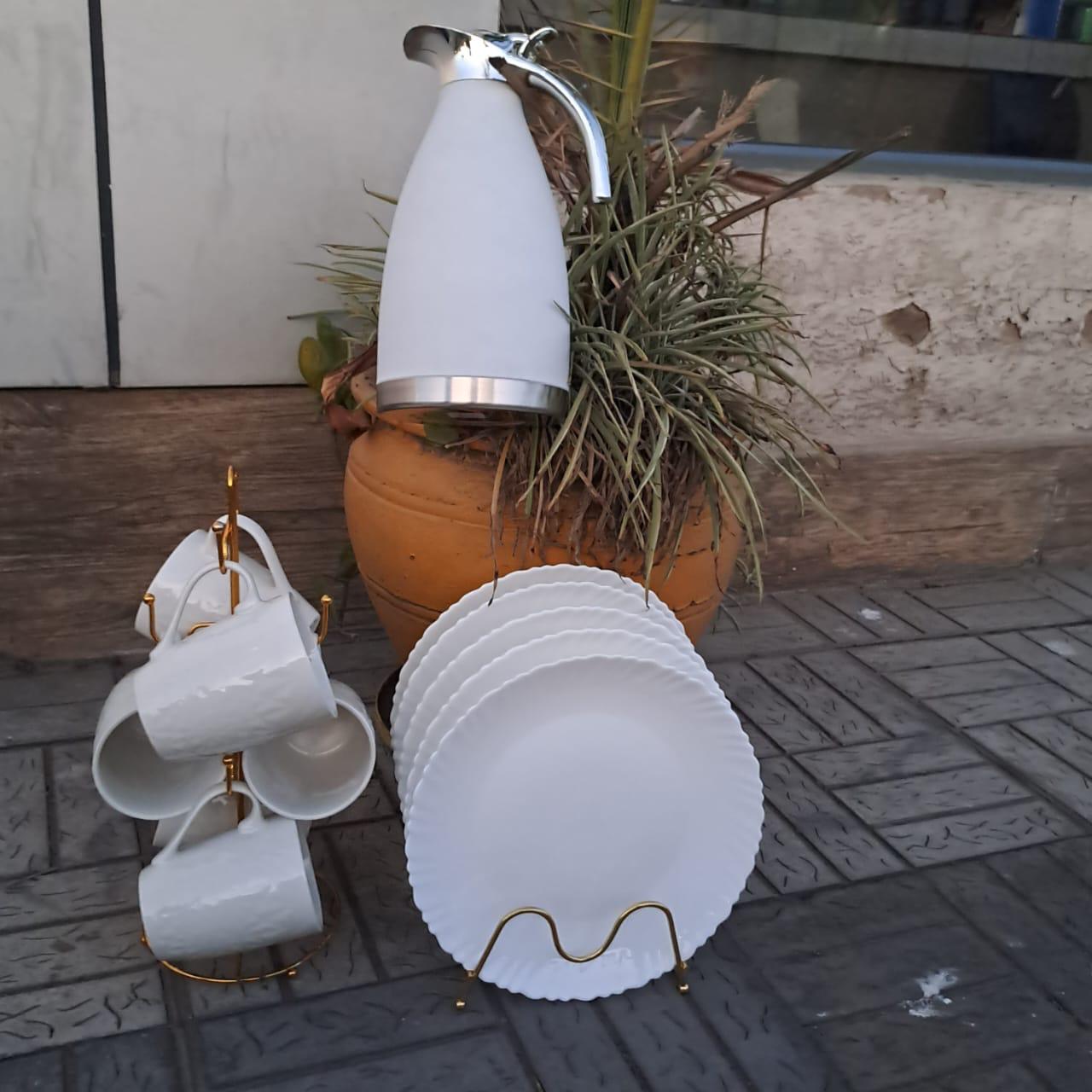 6 dinner 10" plates + 6cup + 2ltr Flask (13pc set)