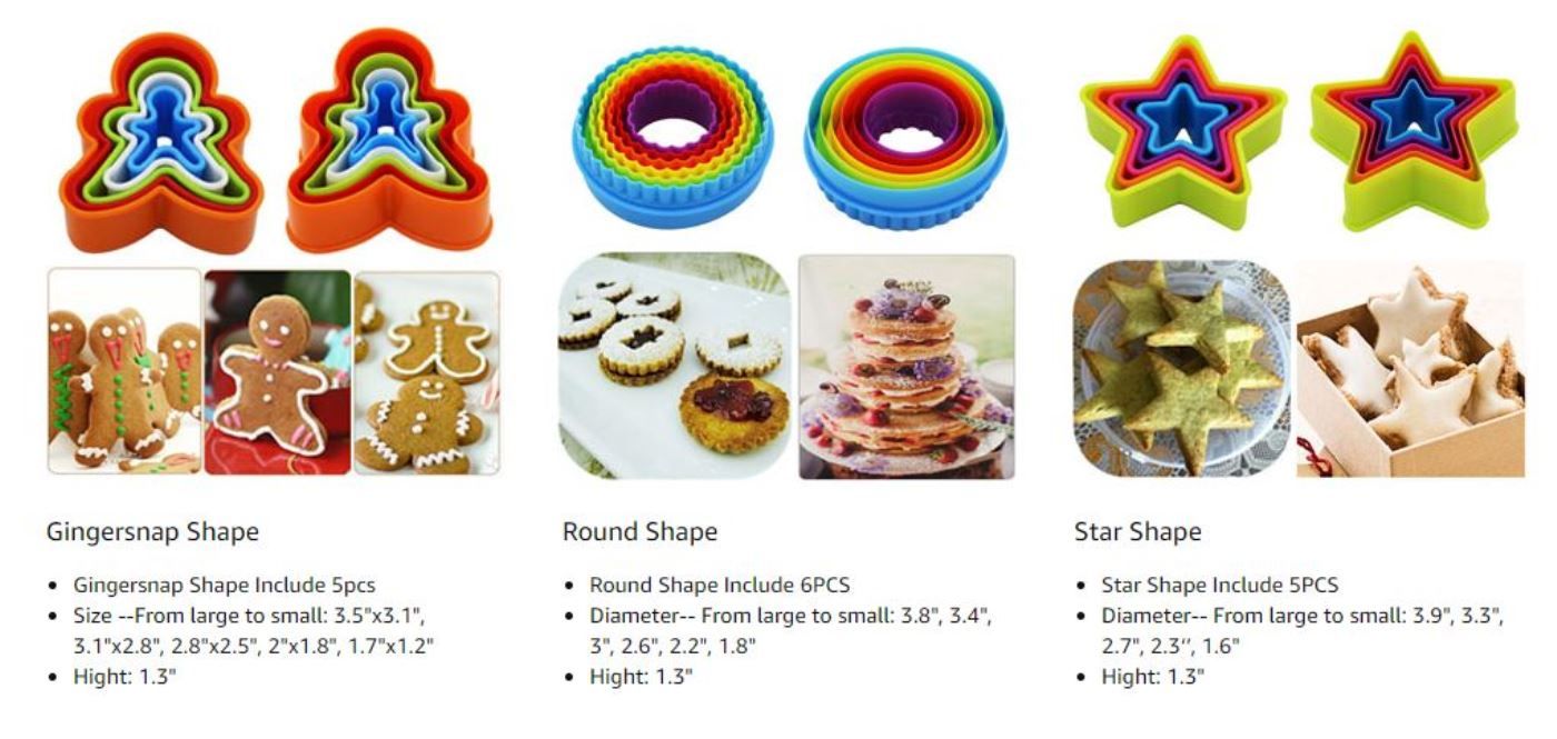 Plastic Cookie Cake Fondant Biscuit Dough Cutter Set