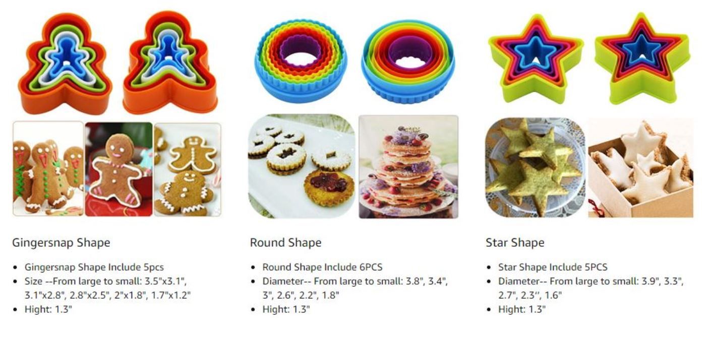 Plastic Cookie Cake Fondant Biscuit Dough Cutter Set