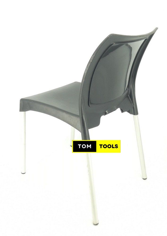 2PCS PAIR Black Strong Armless Comfortable Plastic Chair with Metal Tubing Legs