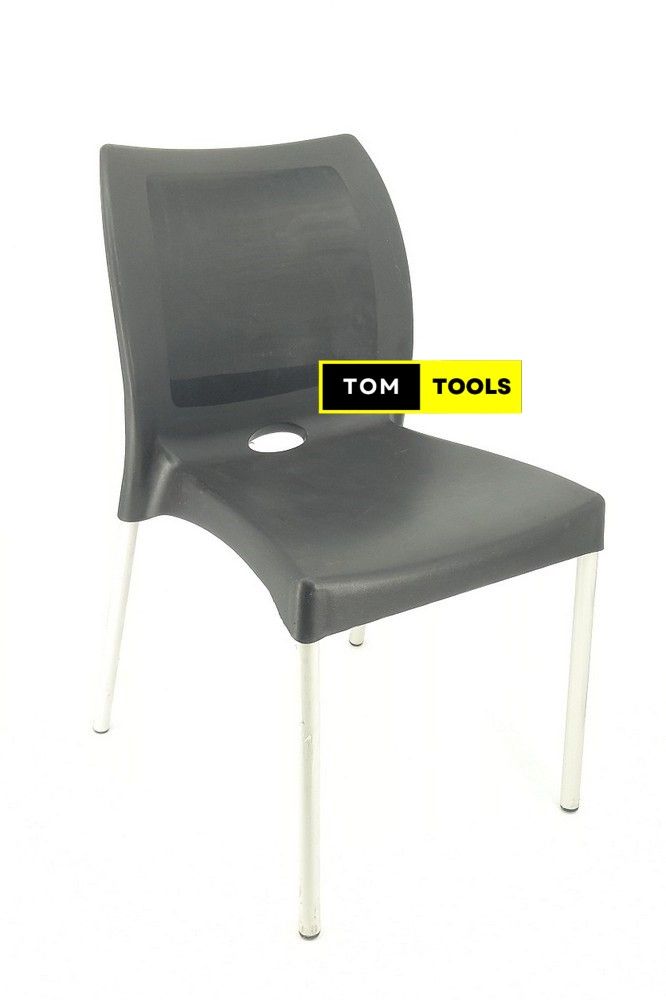 2PCS PAIR Black Strong Armless Comfortable Plastic Chair with Metal Tubing Legs