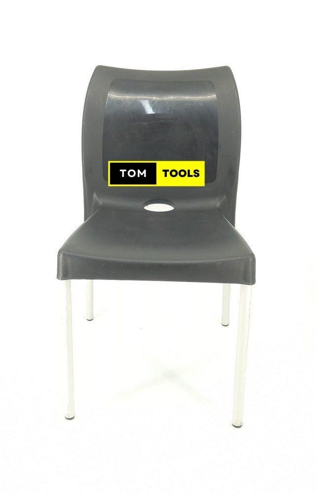 2PCS PAIR Black Strong Armless Comfortable Plastic Chair with Metal Tubing Legs