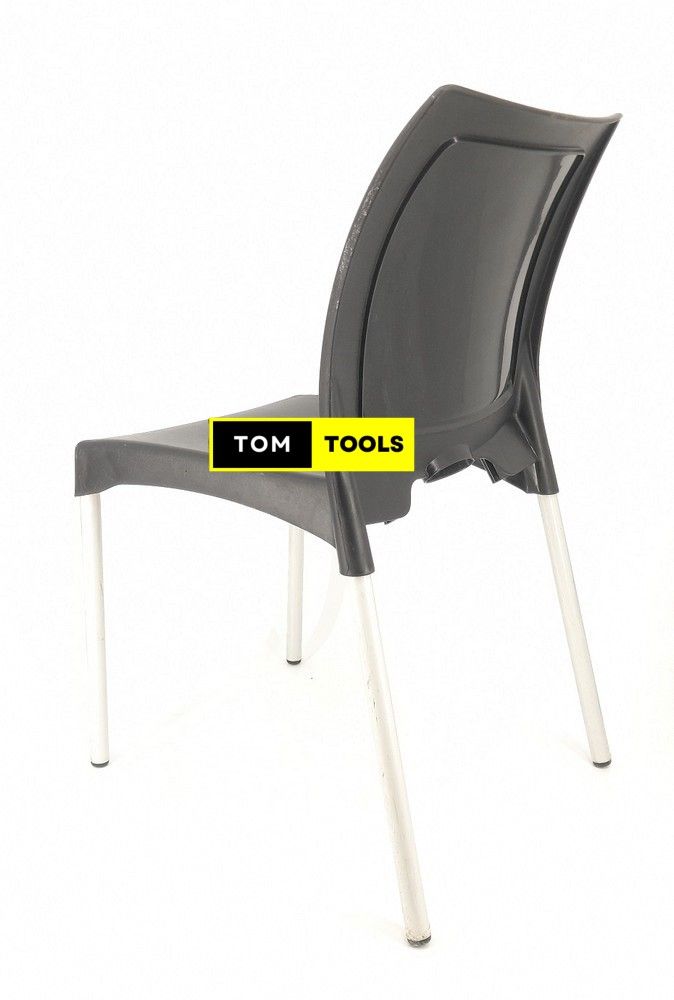 2PCS PAIR Black Strong Armless Comfortable Plastic Chair with Metal Tubing Legs