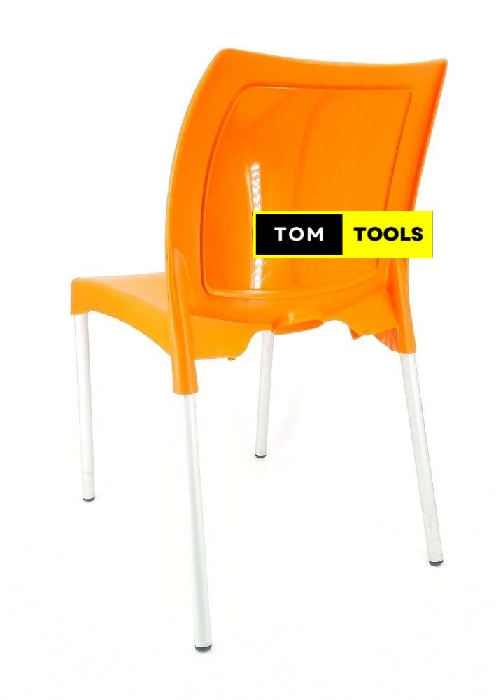 2PCS PAIR Orange Strong Armless Comfortable Plastic Chair with Metal Tubing Legs