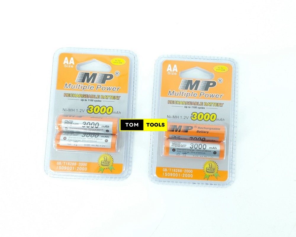 4PCS 3000mAh Size AA Rechargeable Batteries