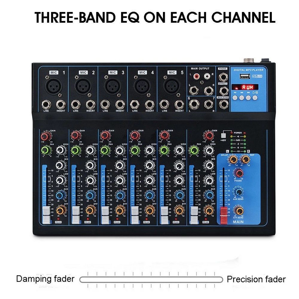 Channel Audio Plain Audio Mixer with Bluetooth, LED Digital Display