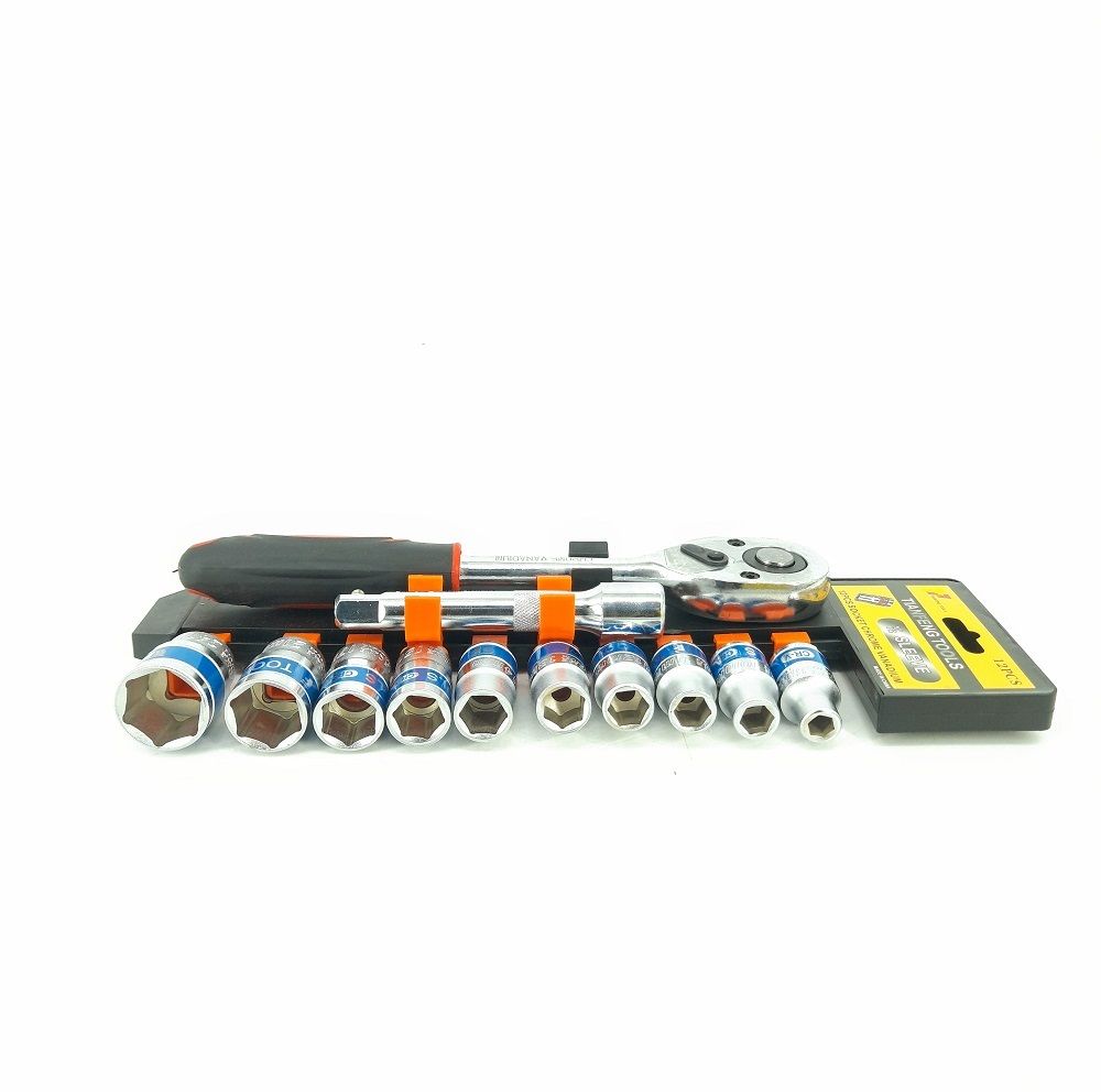 12PCS CR-V Box Spanner Wrench Set with Ratchet Handle 5 inch Extension