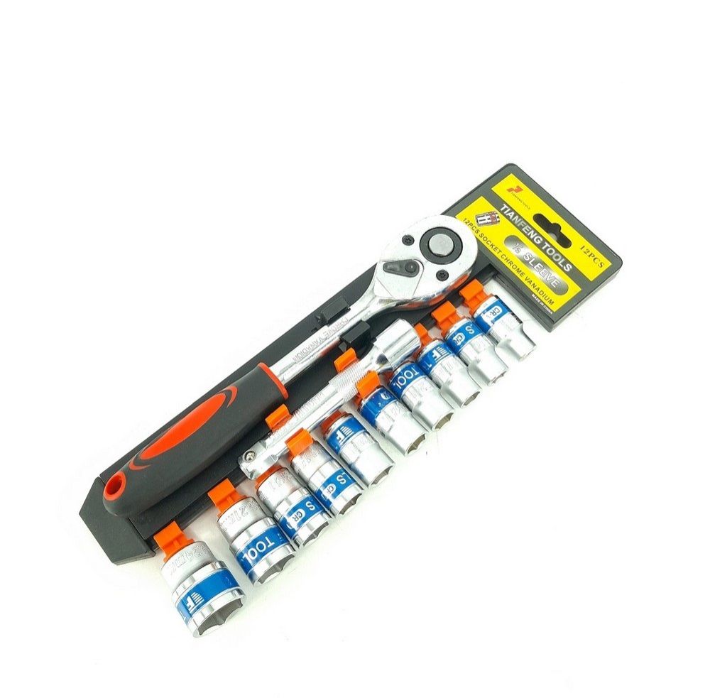 12PCS CR-V Box Spanner Wrench Set with Ratchet Handle 5 inch Extension