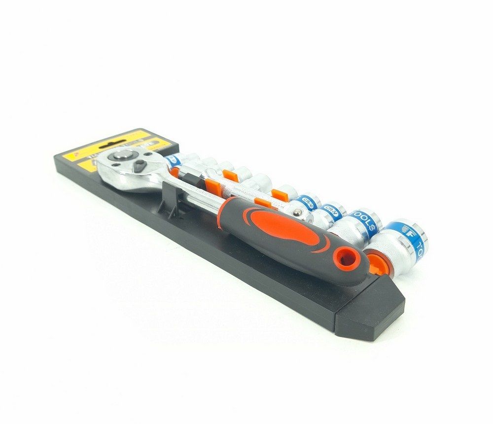 12PCS Socket Wrench Box Spanner Set with Ratchet Handle 5 inch Extension