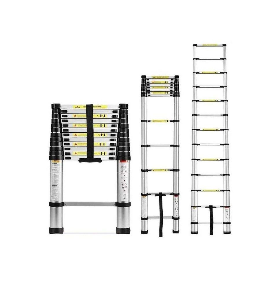 14 Steps 4.1m 13.5ft Telescopic Aluminium Ladder, Heavy Duty