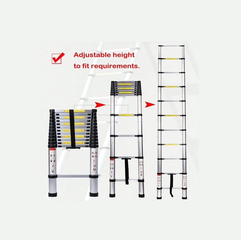 15 Steps 4.4m 14.5ft Telescopic Aluminium Ladder, Heavy Duty