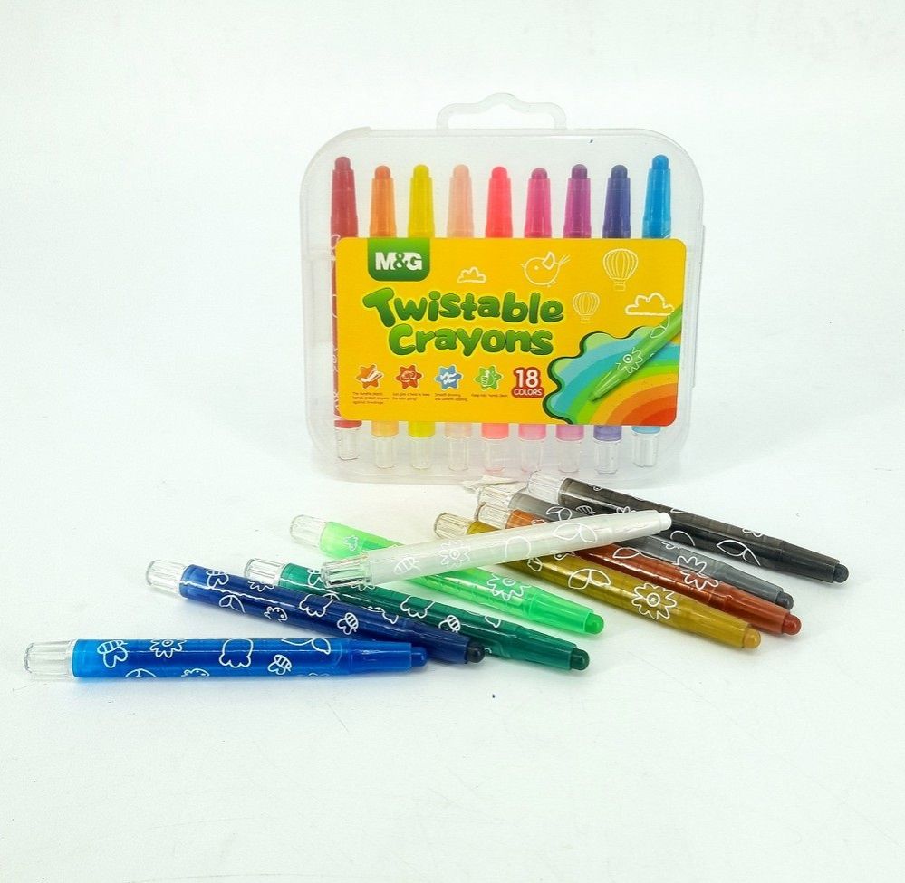 18 Colors Twistable Crayons in Lockable Container