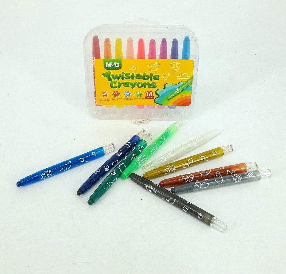 18 Colors Twistable Crayons in Lockable Container