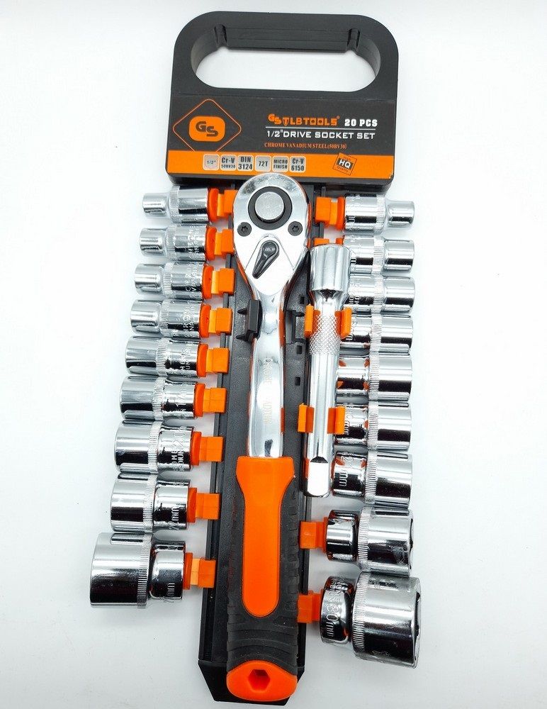 1/2 Inch 20PCS Ratchet Wrench Box Spanner Socket Set