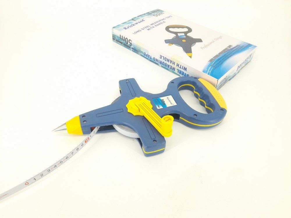 50m Surveyor’s Retractable Steel Measure with Rubber Handle