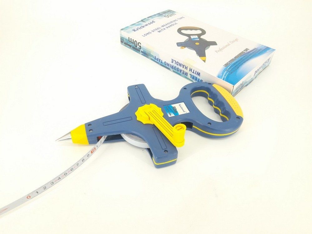 50m Surveyor’s Retractable Steel Measure with Rubber Handle