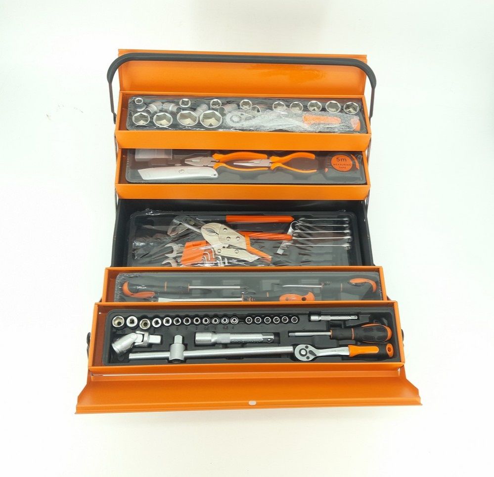 85PCS Complete Tool Set With Cantilever Metal Toolbox