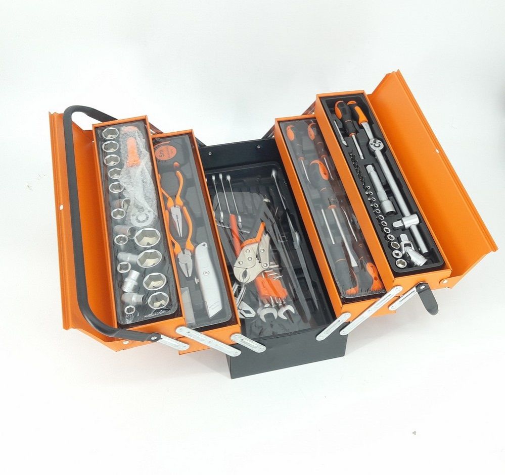 85PCS Complete Tool Set With Cantilever Metal Toolbox
