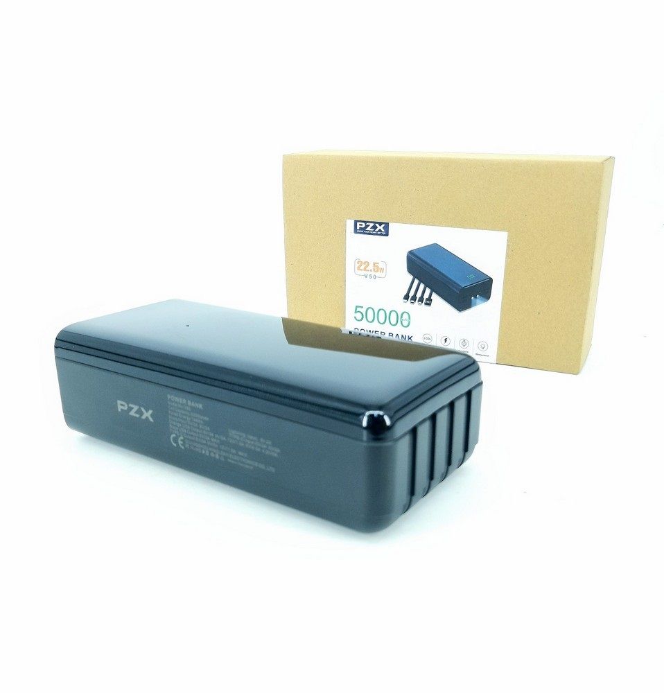 50000mAh Powerbank 4 Cables 4 Inputs 7 High-Capacity Power Bank with LED Flashlight