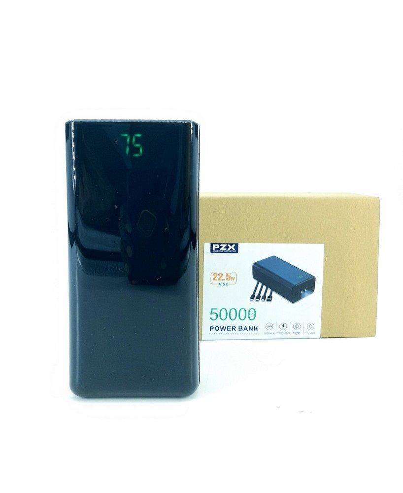 50000mAh Powerbank 4 Cables 4 Inputs 7 High-Capacity Power Bank with LED Flashlight