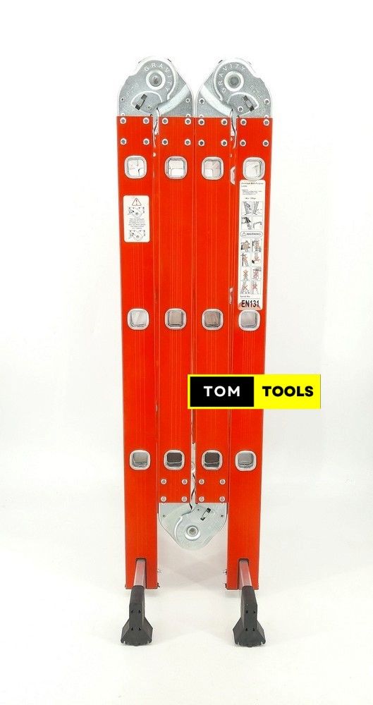 Extra Heavy Duty 4m 12.5 ft Aluminium Folding Ladder, Red
