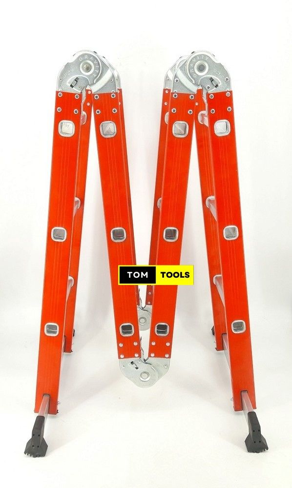 Extra Heavy Duty 4m 12.5 ft Aluminium Folding Ladder, Red