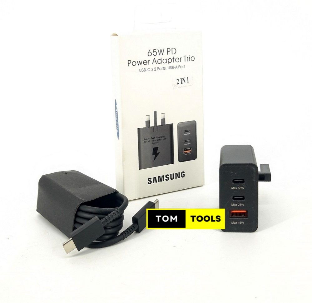 Original Samsung 65W Power Adapter Trio Super Fast Charger with Type-C to Type-C Cable