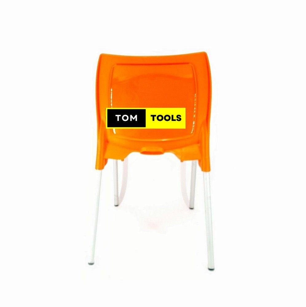 Orange Bruno Strong Armless Comfortable Plastic Chair with Metal Tubing Legs