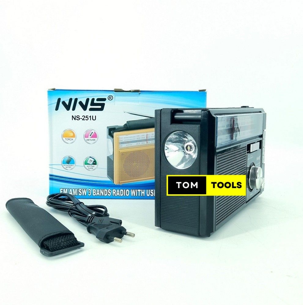 NNS NS251U Rechargeable Radio USB MP3 FM AM SW Radio with Torch