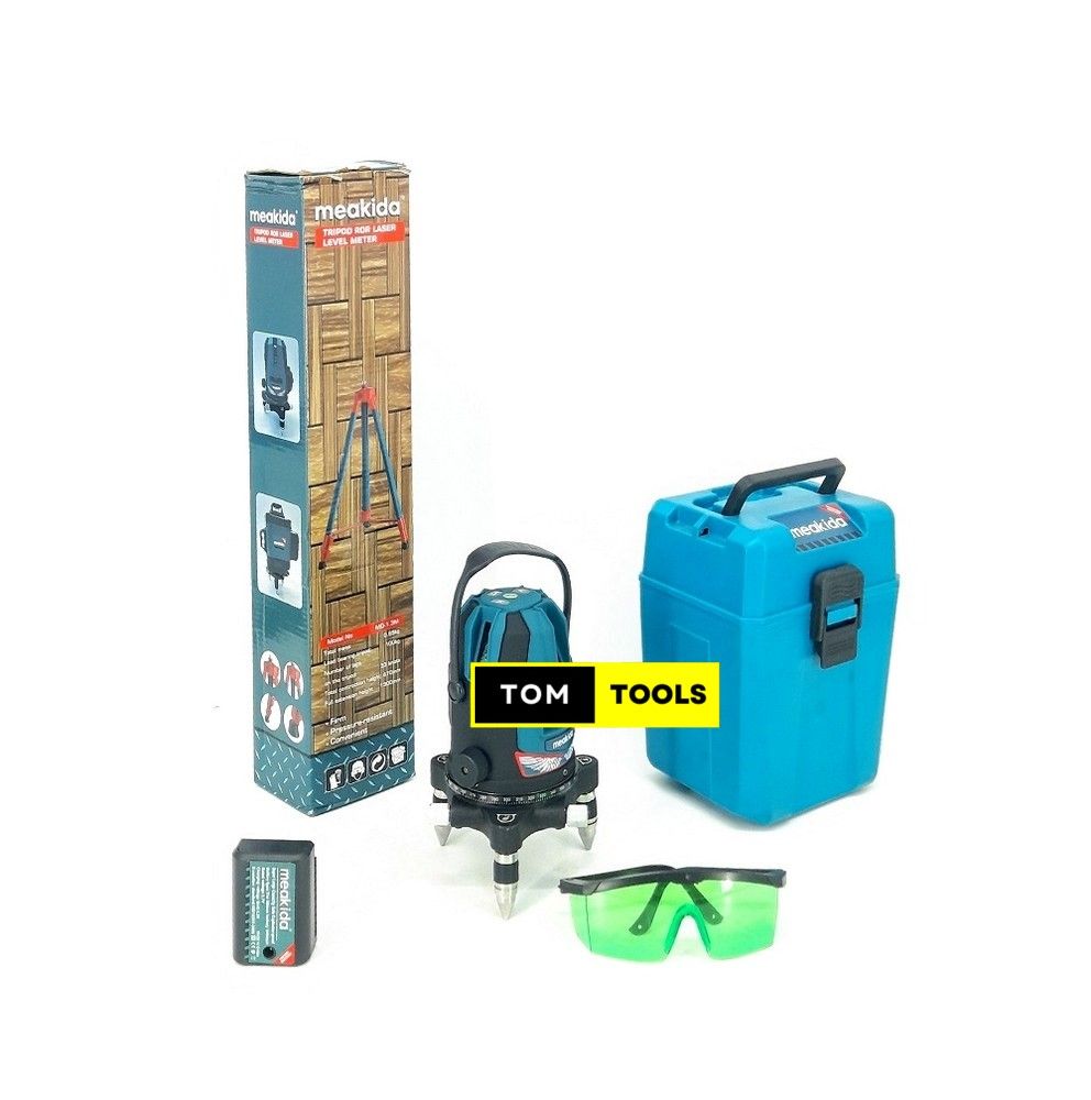 Meakida 3D Cross Line Self-leveling Laser Level Meter with Tripod Stand & Case