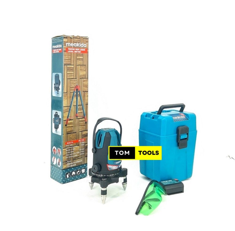 Meakida 3D Cross Line Self-leveling Laser Level Meter with Tripod Stand & Case