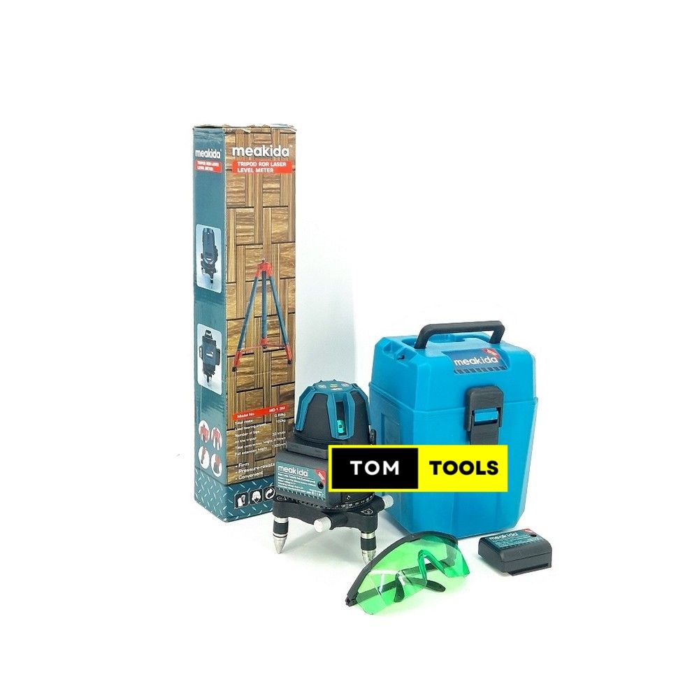 Meakida 3D Cross Line Self-leveling Laser Level Meter with Tripod Stand & Case