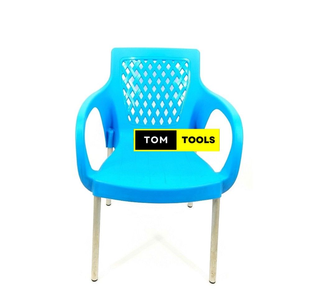 LIGHT BLUE Strong Comfortable Plastic Chair with Metal Tubing Legs