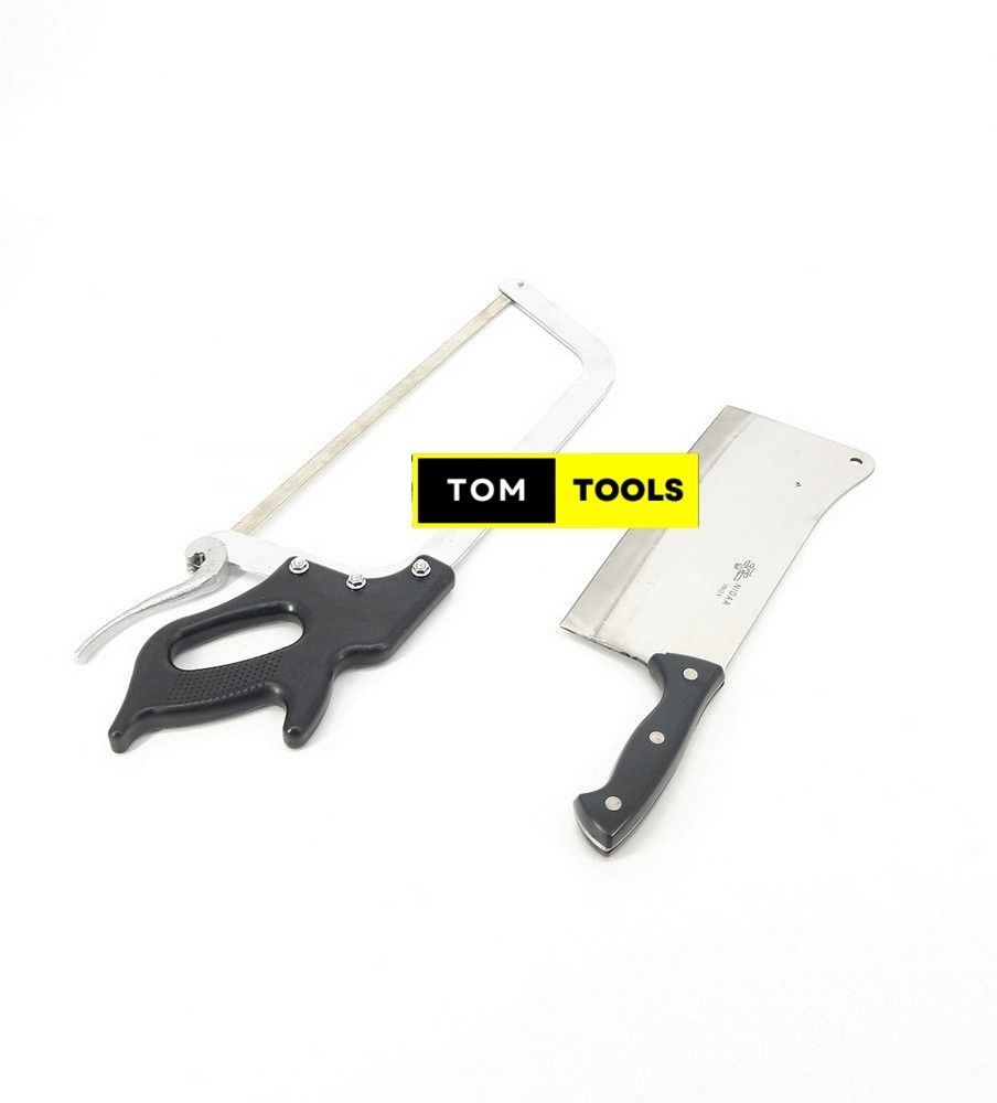 Heavy Butcher Cleaver and 22 inch Meat Bone Hacksaw Combo for Commercial Butchery Kitchen