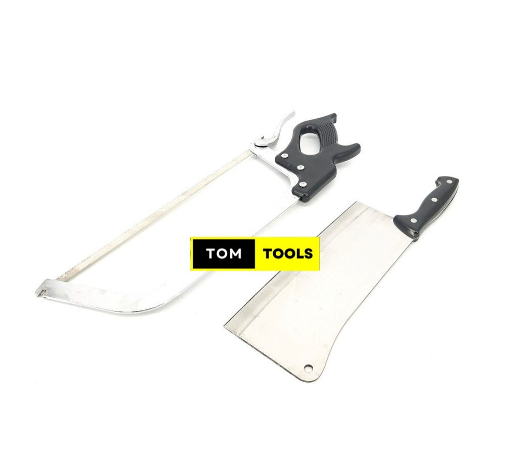 Heavy Butcher Cleaver and 22 inch Meat Bone Hacksaw Combo for Commercial Butchery Kitchen