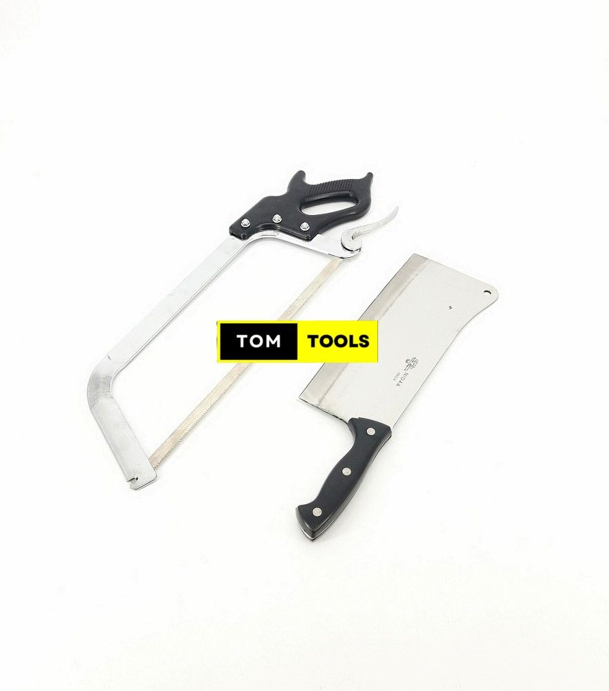 Heavy Butcher Cleaver and 22 inch Meat Bone Hacksaw Combo for Commercial Butchery Kitchen