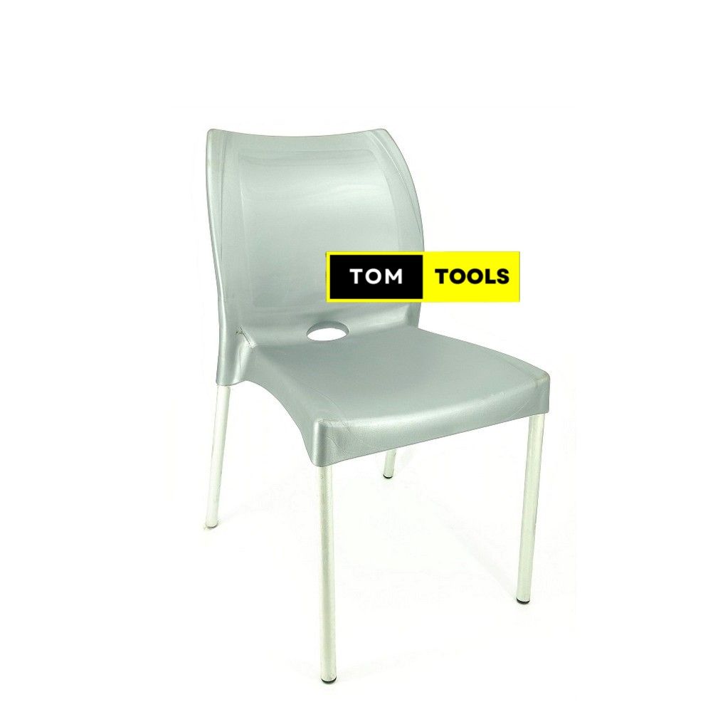 GRAY Bruno Strong Armless Comfortable Plastic Chair with Metal Tubing Legs