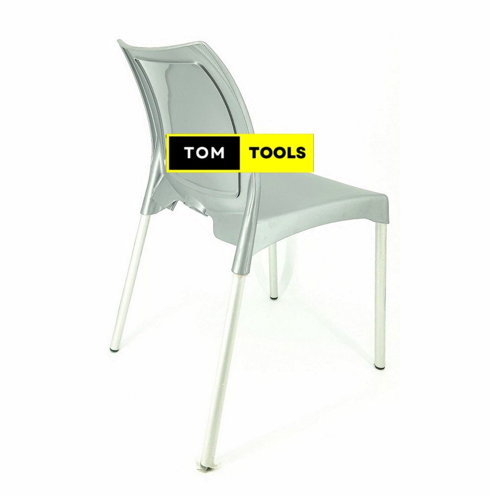 GRAY Bruno Strong Armless Comfortable Plastic Chair with Metal Tubing Legs