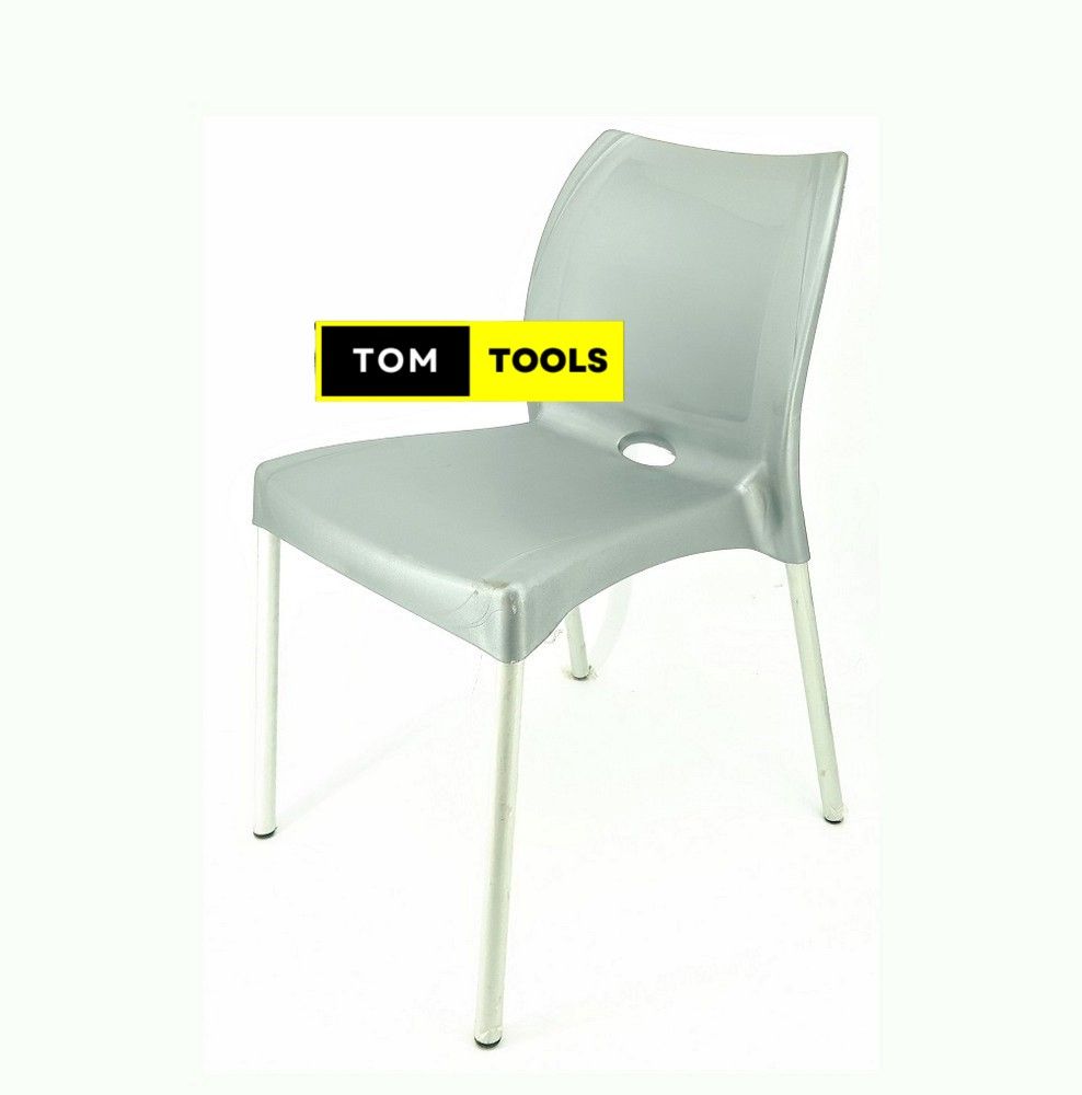 GRAY Bruno Strong Armless Comfortable Plastic Chair with Metal Tubing Legs