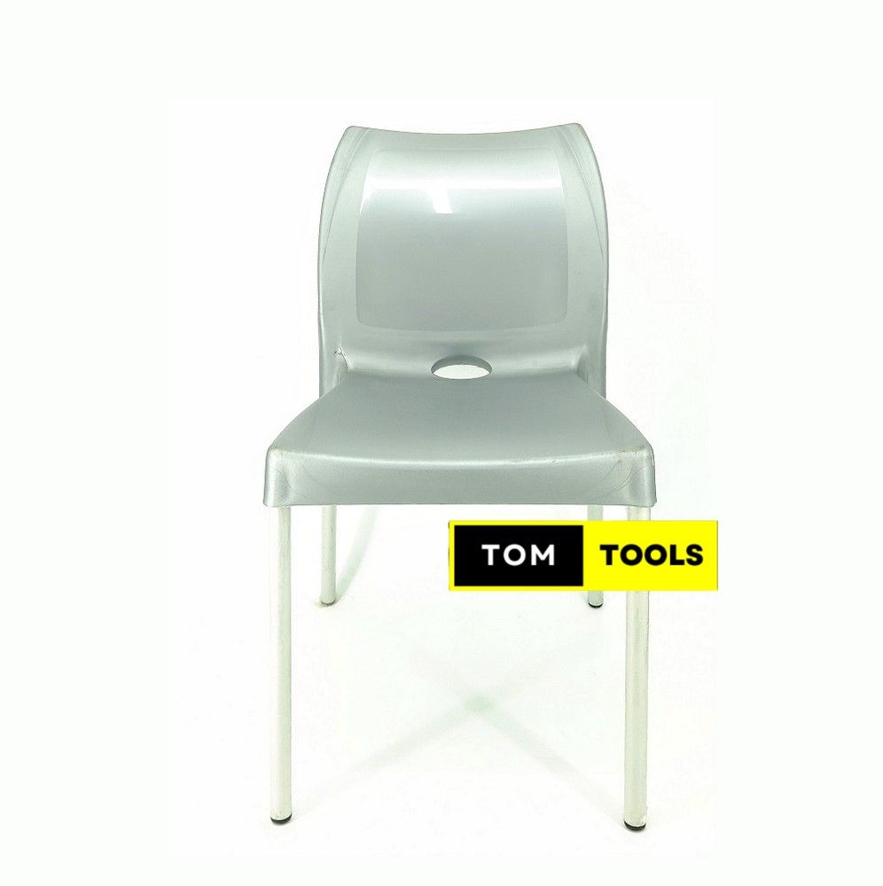 GRAY Bruno Strong Armless Comfortable Plastic Chair with Metal Tubing Legs