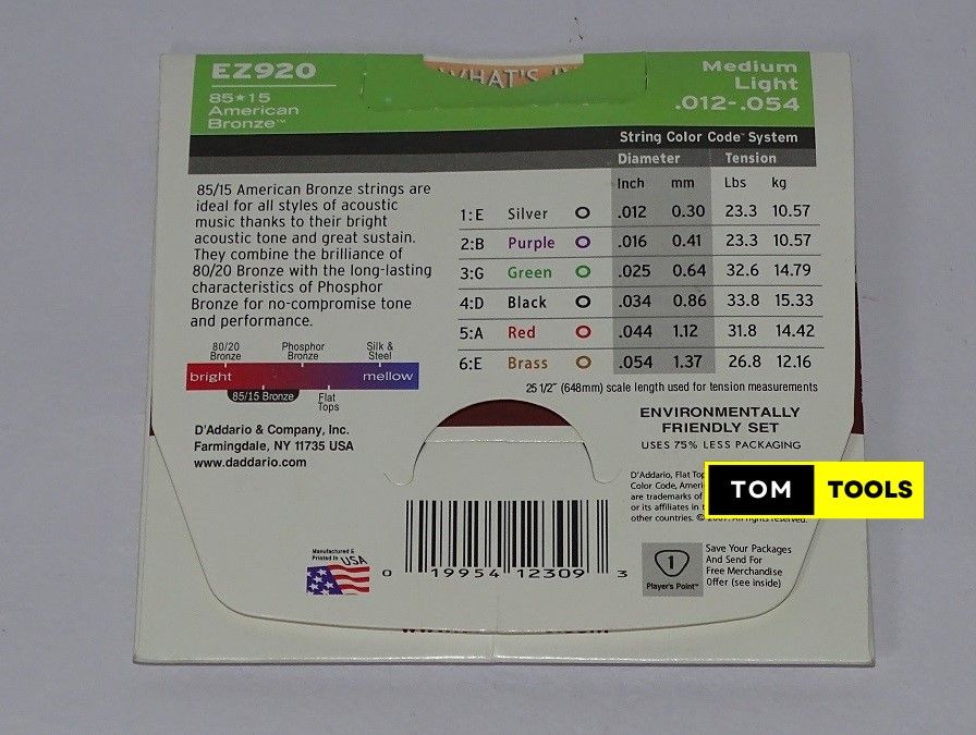 DAddario EZ920 Medium Light Gauge Acoustic Guitar Strings