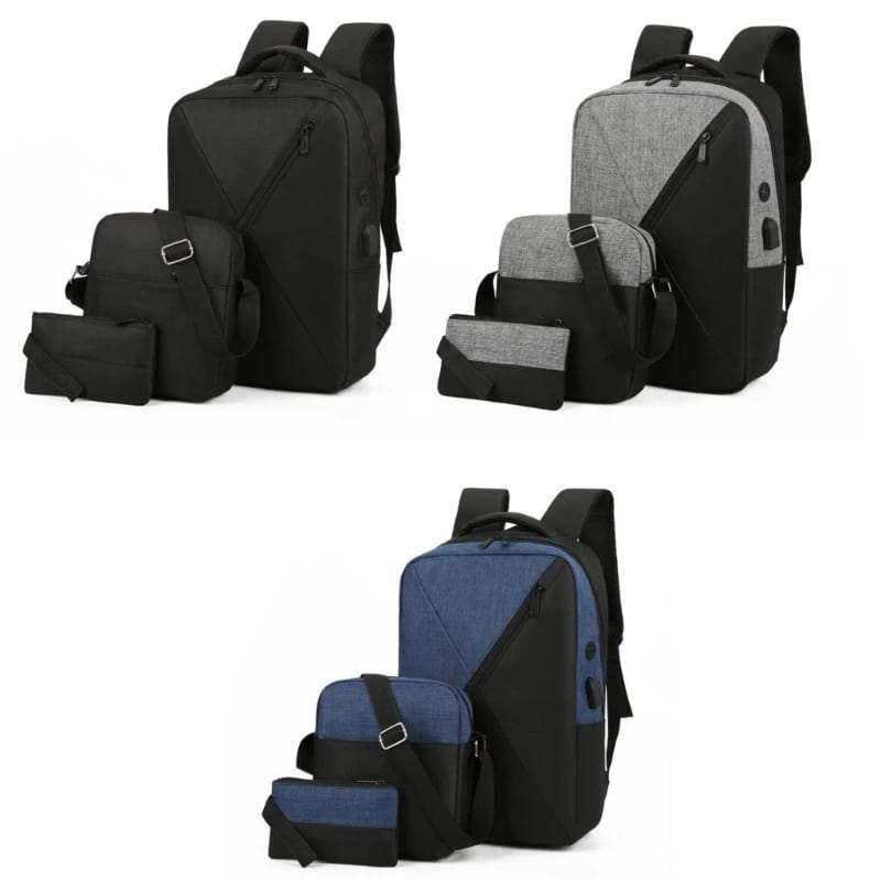 3 PCS Bags Men women Bags Backpacks Bookbags School Bags Medium Size USB Laptop Bags Travel Bags