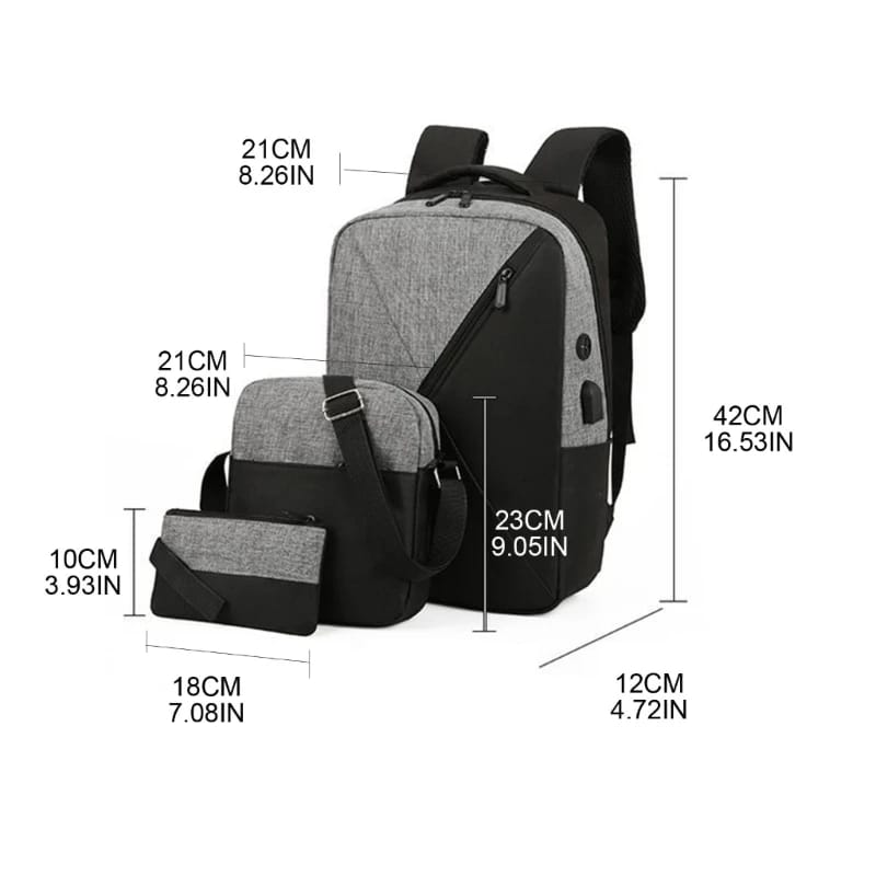 3 PCS Bags Men women Bags Backpacks Bookbags School Bags Medium Size USB Laptop Bags Travel Bags