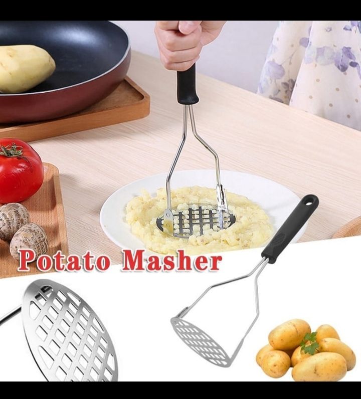 Potato Masher Stainless Steel, One Piece, Heavy Duty Masher Kitchen Tool for Bean, Vegetable, Fruits, Avocado and More, Dishwasher Safe.